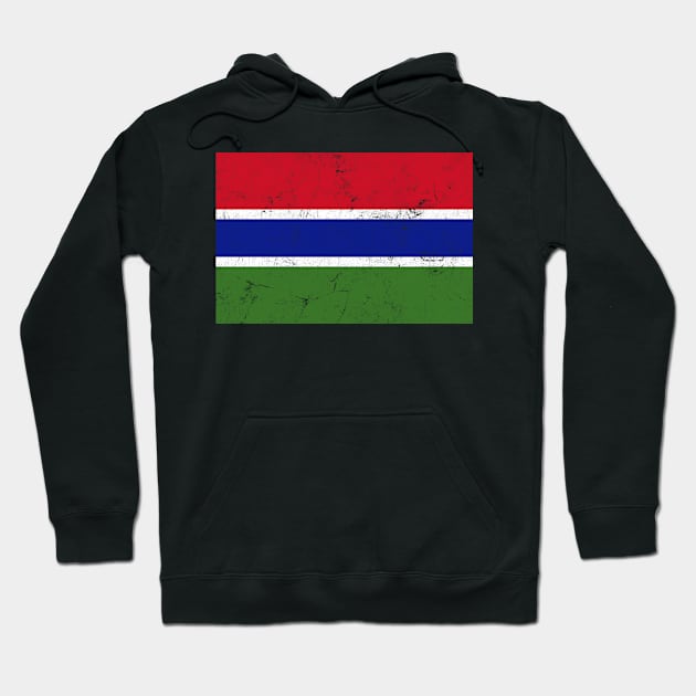 Gambia / Faded Vintage Style Flag Design Hoodie by DankFutura